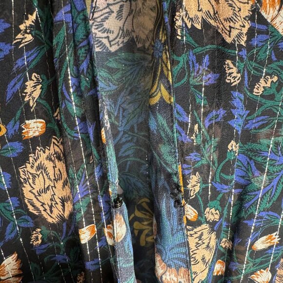 Veronica Beard Peppa Floral Mini Dress Floral Print Metallic Silk Chiffon Size 0 - Picture 9 of 12